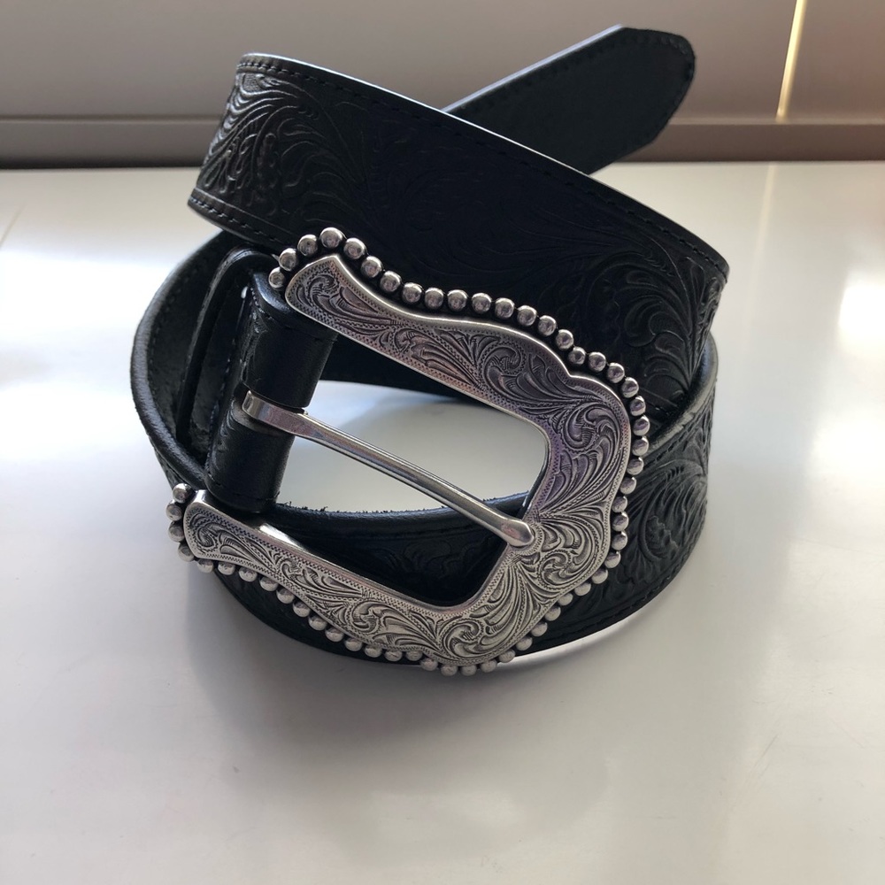 Tony Lama Black Belt with Silver buckle